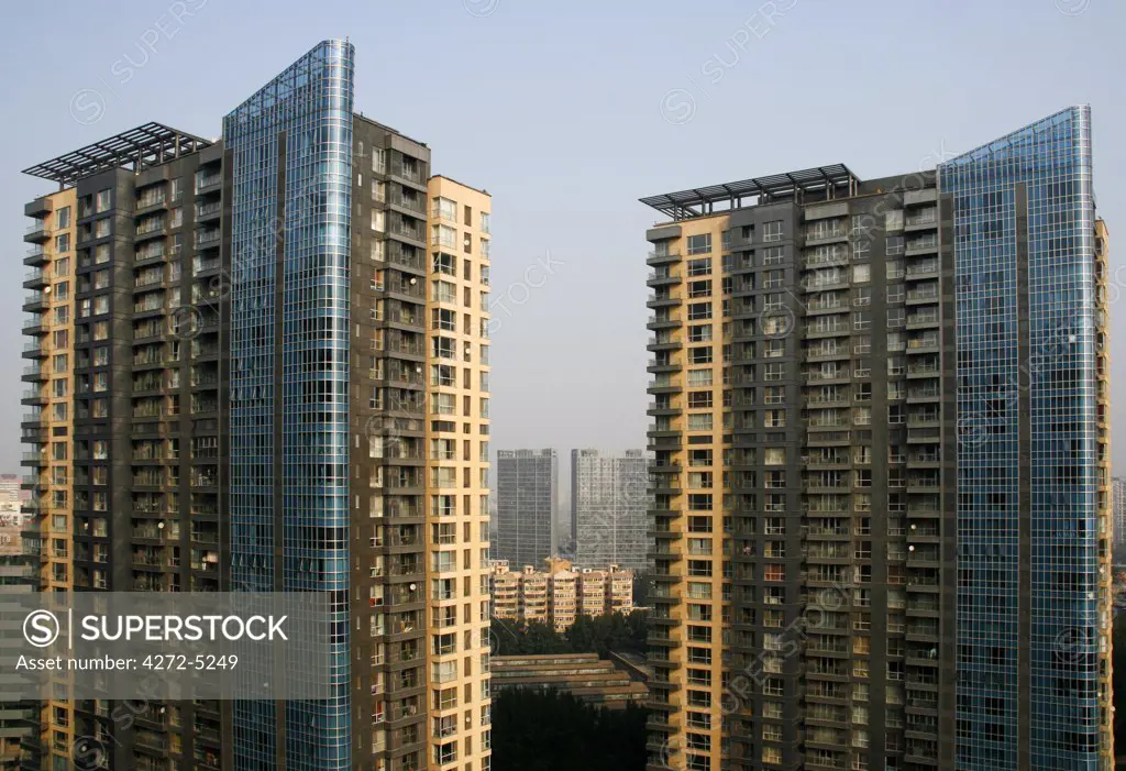 China, Beijing. Apartment Blocks in Beijing, China