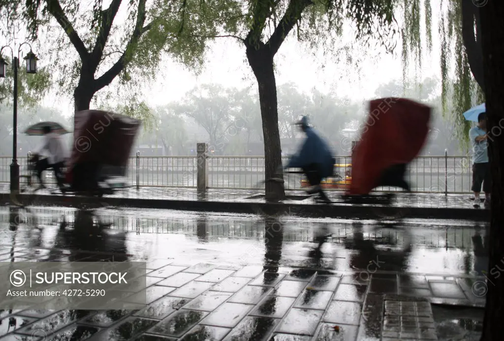 China, Beijing. Beijing Hutong in the Rain