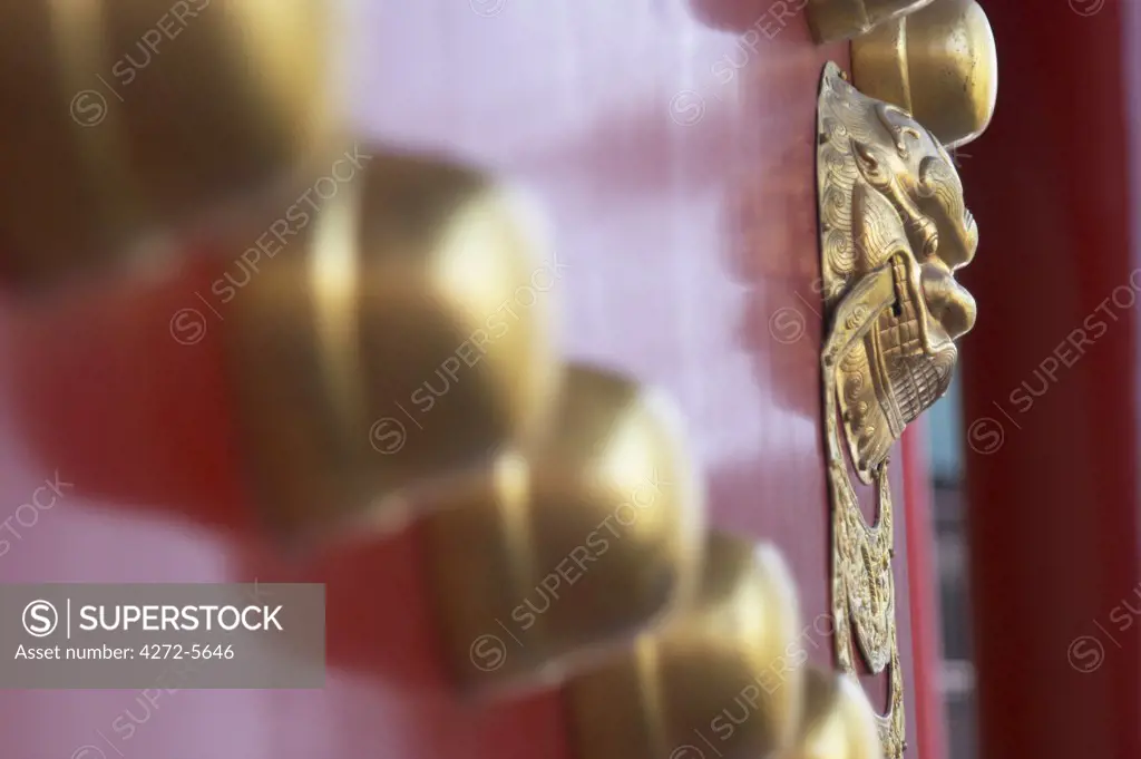 Lion door knocker at Forbidden City, Beijing, China