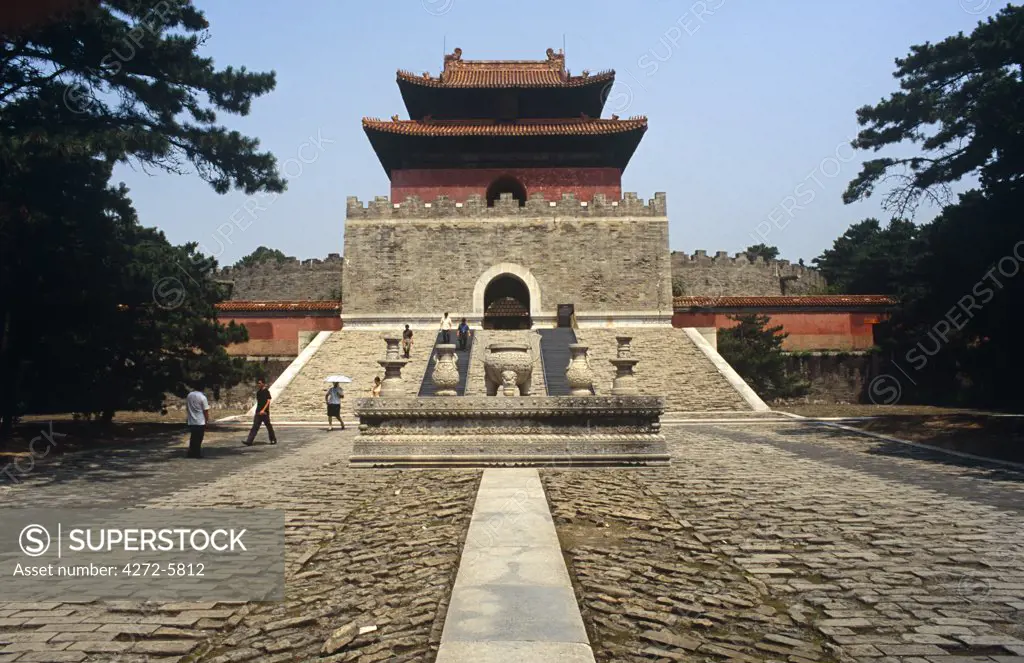 China, Hebei Province, Zunhua, Eastern Qing Tombs. One of the country's largest royal mausoleum complexes, the Yuling tomb shown here contains the remains of the 18th-century Emperor Qianlong.