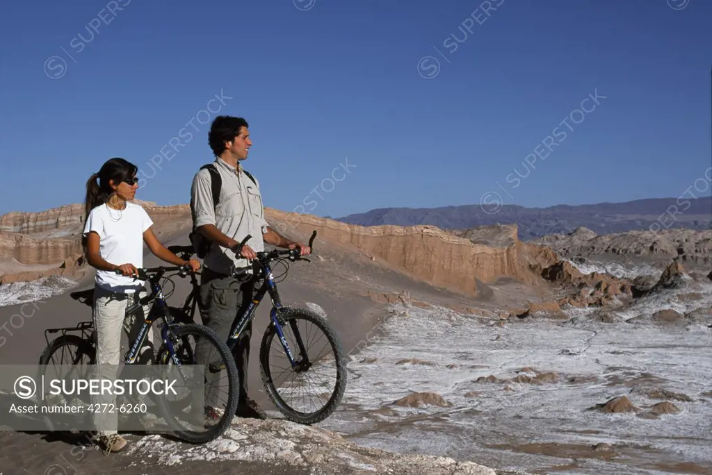 Mountain biking amidst the wind-eroded peaks and lunar landscape of Moon Valley