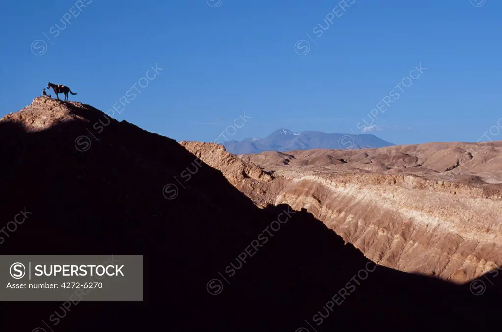 Taking a rest on a high peak during a horse trek amongst the wind-eroded peaks and lunar landscape of  the Salt Mountains
