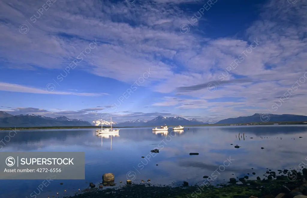 Chile, Region Xii, Puerto Natales. Seno Ultima Esperanza (Last Hope Sound), Southern Chile.