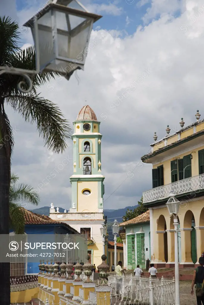 Cuba, Trinidad. Church Bell tower, Plaza Mayor, Trinidad