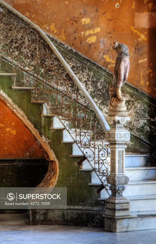 Staircase in the old building/ entrance to La Guarida restaurant, Havana, Cuba, Caribbean