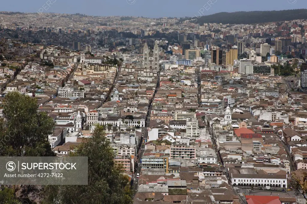 Ecuador, The city of Quito with the cathedral, built 1550-1562, prominent in the middle distance.