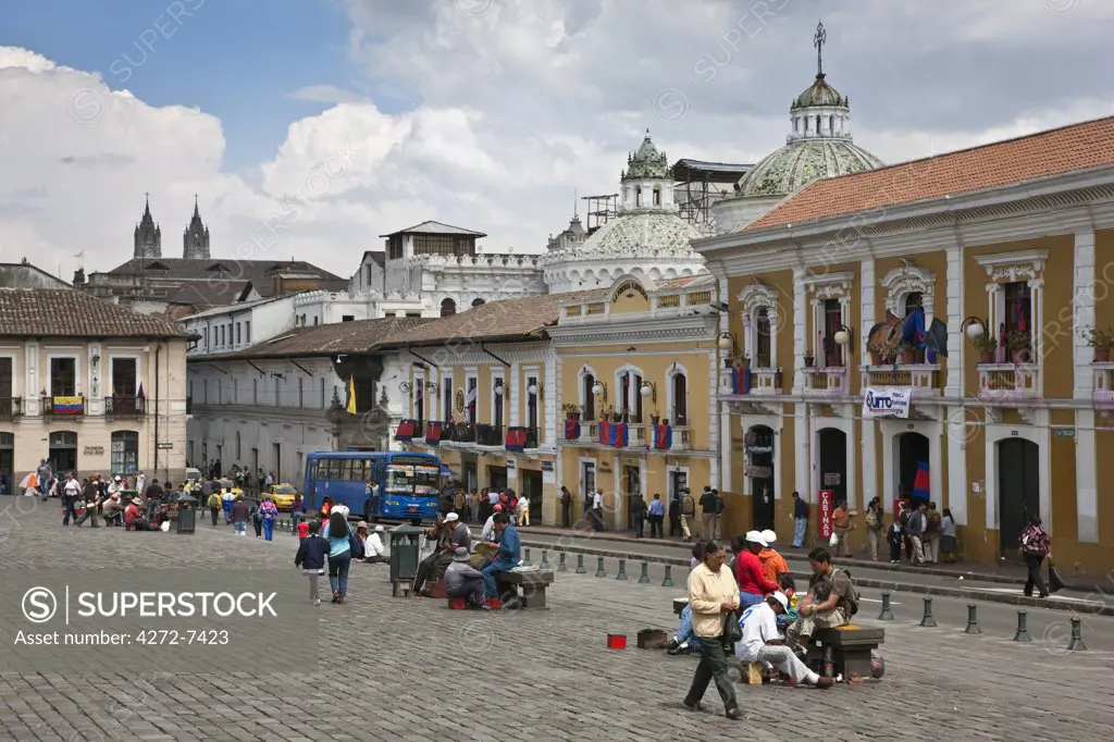 Ecuador, San Francisco Square (Plaza de San Francisco)  in the Old City of Quito.