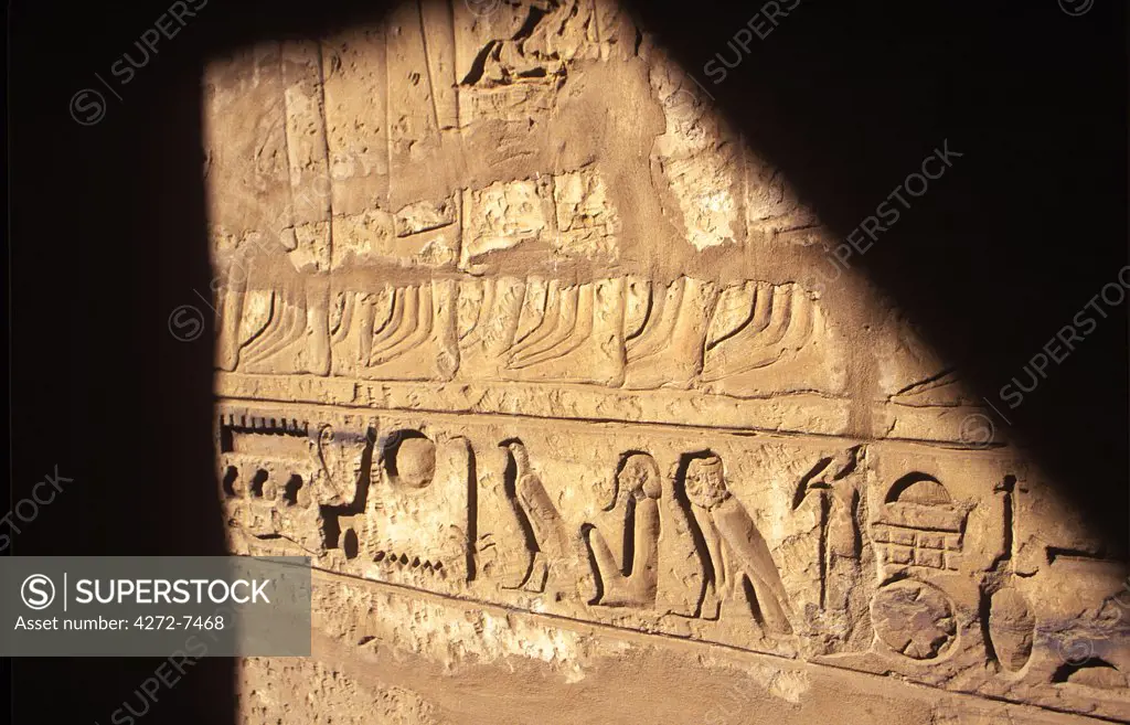 Hieroglyphics on entrance to the Temple  of Karnak