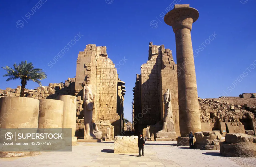 The massive columns of the Temple of Karnak