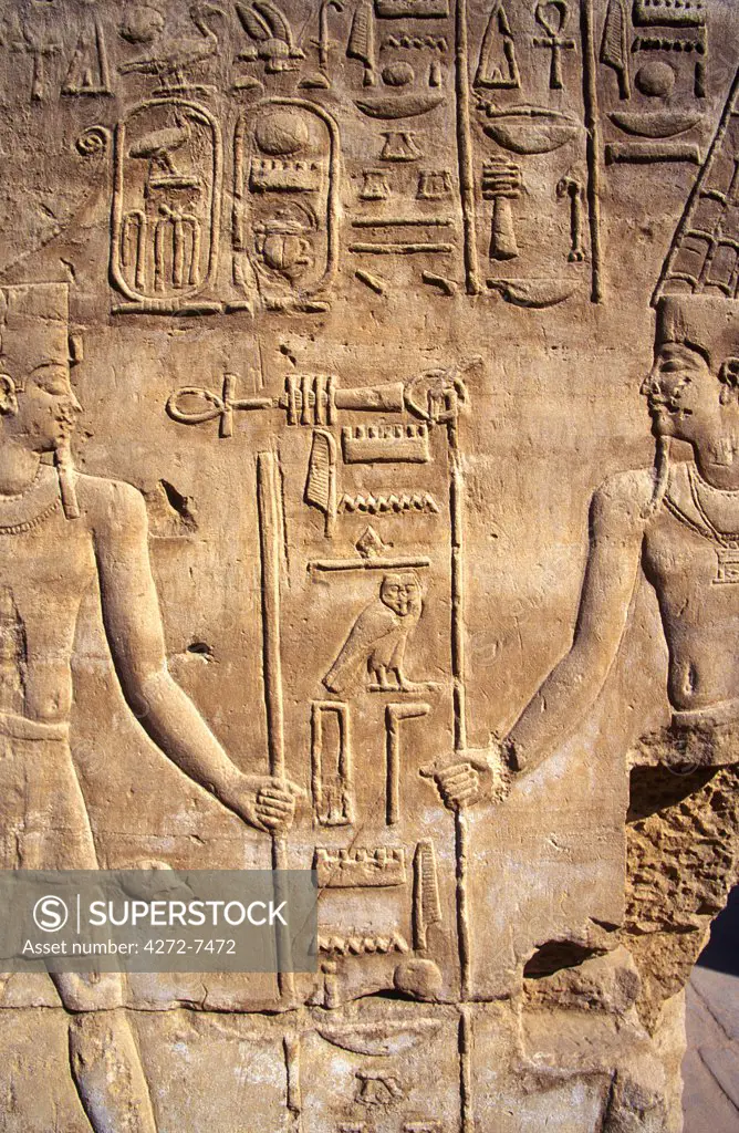 Hieroglyphs in the Temple of Karnak.
