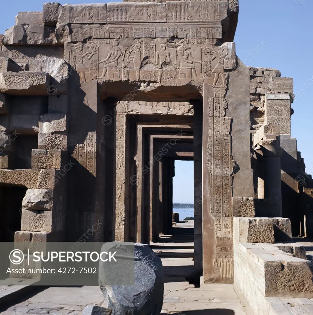 Situated on the Nile about 48 kms north of Aswan is The temple of Kom Ombo, a unique double temple of the Ptolemaic and Roman periods, dedicated to Sebek, the Crocodile God, and to Horus, the falcon-headed God