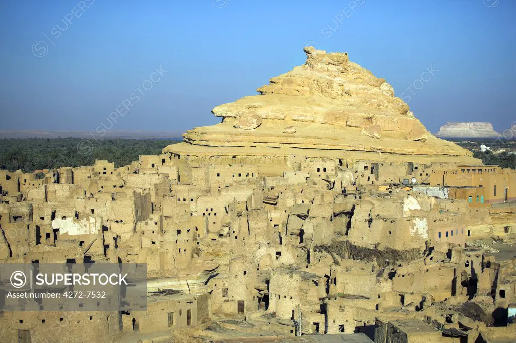 View over the old fortress of Shali, princpal town of Siwa Oasis in the Western Desert, Egypt