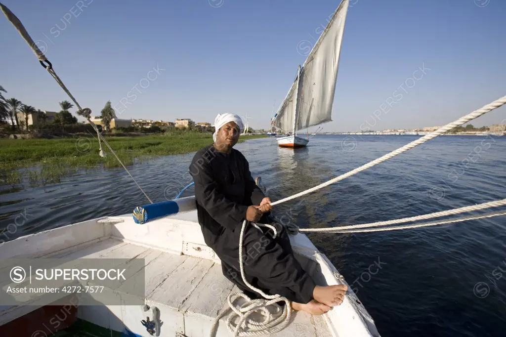 Feluccas sailing on the Nile at Luxor, Egyp t