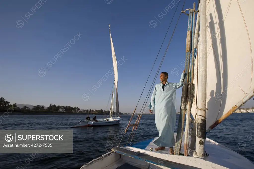 Feluccas sailing on the Nile at Luxor, Egypt