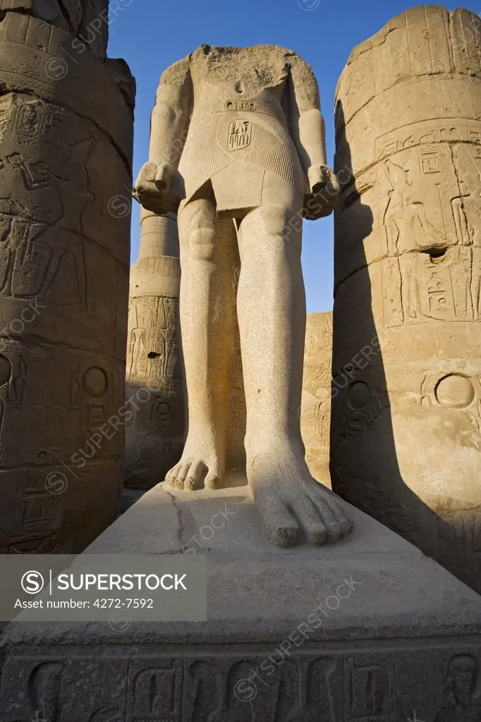 A headless statue of Ramses II at Luxor Temple, Egypt