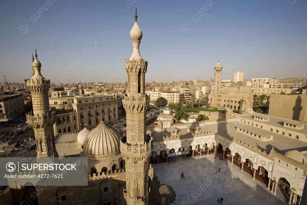 The minarets of the Al-Azhar Mosque in Islamic Cairo, Egypt.