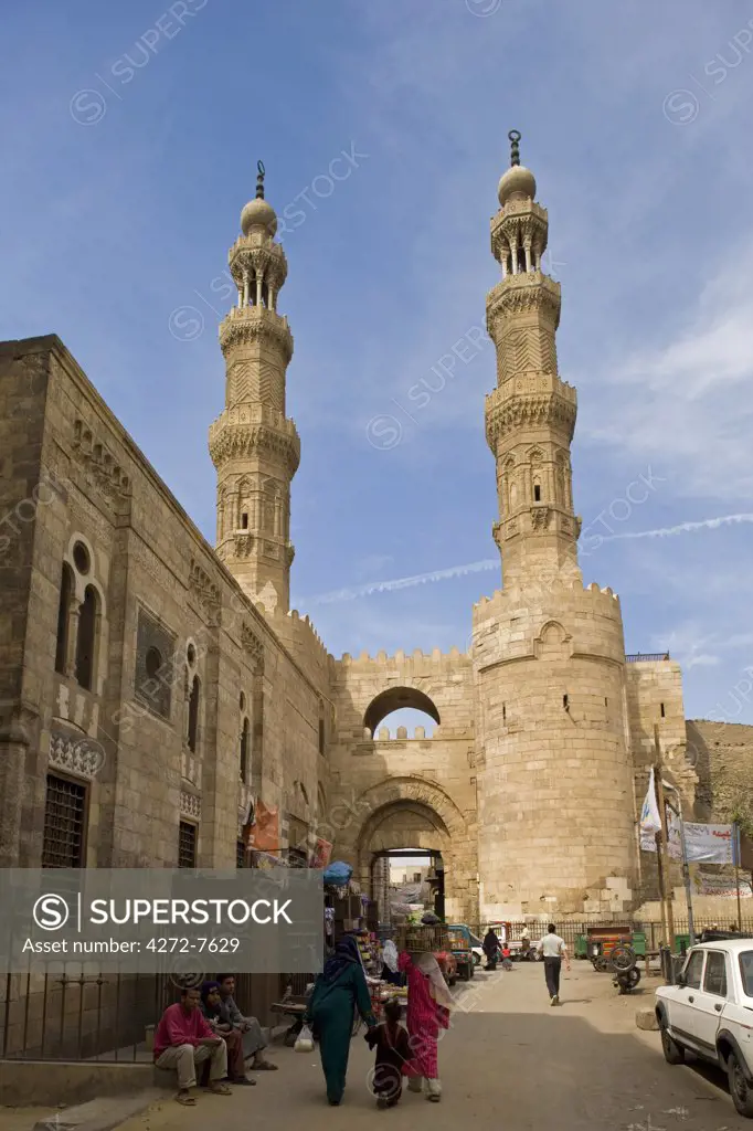 Bab Zoueila, the old southern gate into the city of Cairo, Egypt, still straddles a busy thoroughfare after more than 900 years.