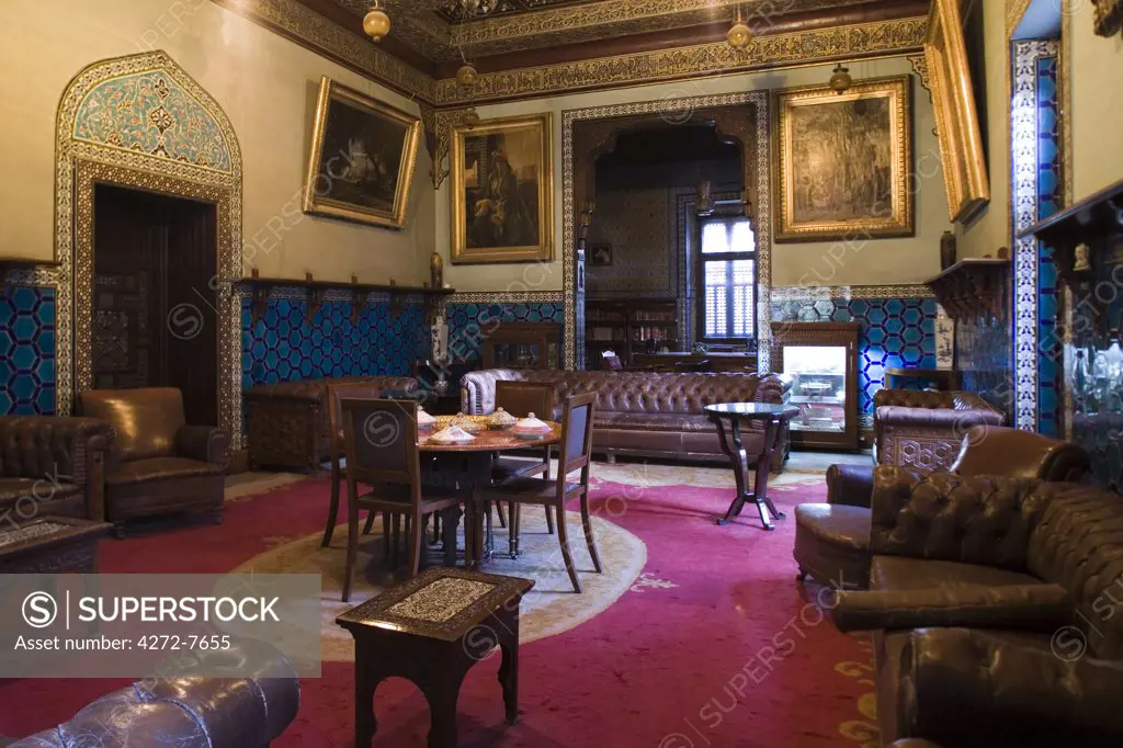 Interior of the Manyal Palace on Roda island in the middle of the Nile at Cairo, built in 1903 as a residence for Prince Mohammad Ali Tawfiq.