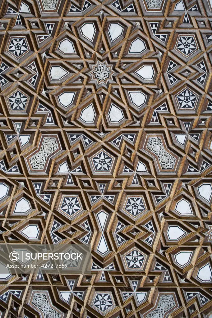 Detail of decoration on the minbar of the Al Rifai mosque, Cairo, Egypt.