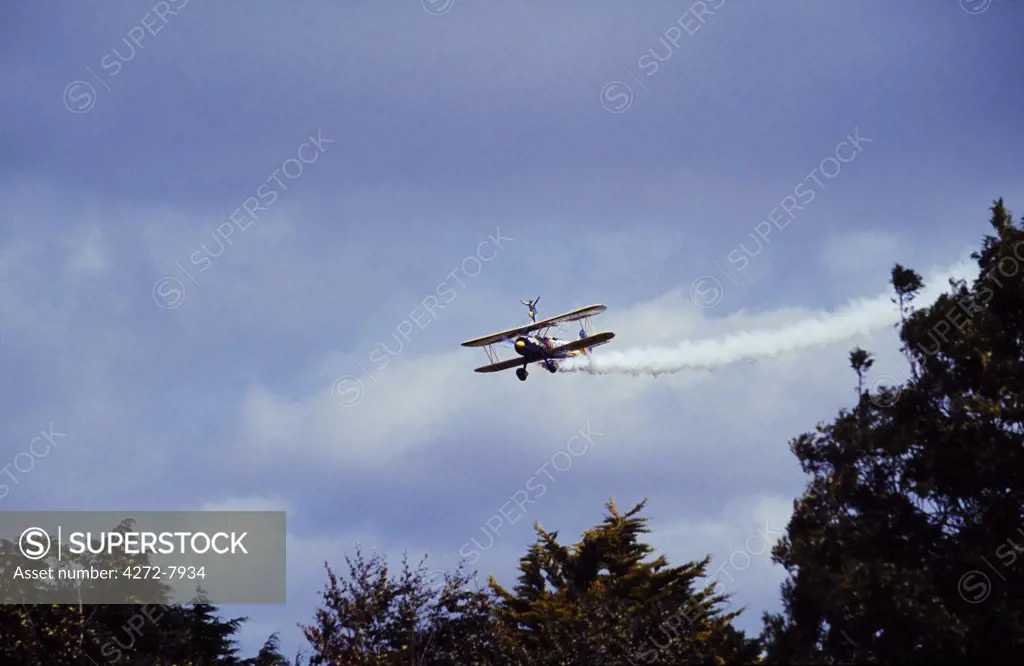 Utterly Butterly Wing Walker Stearman Bi-Plane the Branscombe Air Show in South Devon.