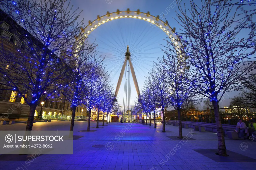 The British Airways London Eye, or simply the Eye for short, is a giant ferris wheel on the banks of the Thames constructed for Londons Millennium celebrations. Also known as the Millennium Wheel it is the largest ferris wheel in the world at 135m high.
