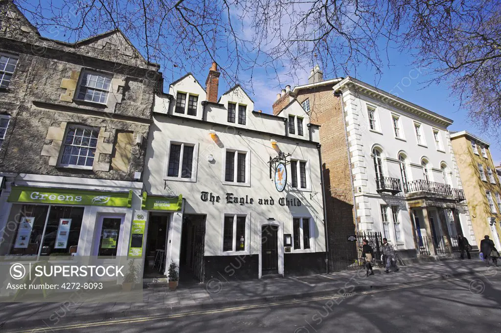 The Eagle and Child pub in Oxford. During the 1950s and 1960s, CS Lewis and JRR Tolkein would meet here, along with their circle of literary friends known as The Inklings to read and discuss their latest work, including the Chronincles of Narnia and The Lord of the Rings.