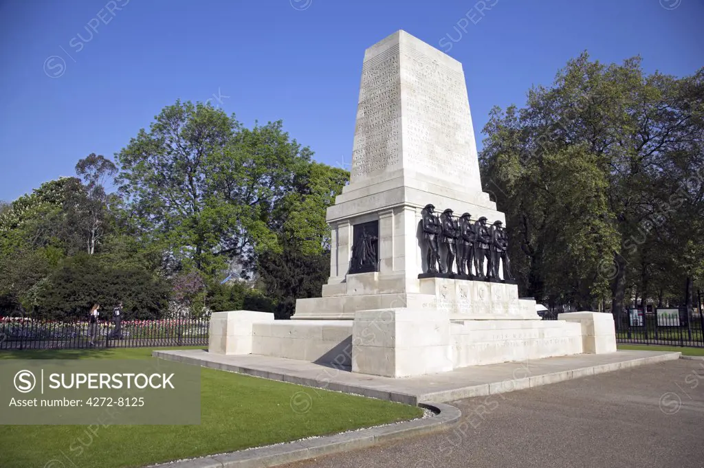 The Guards Memorial in Horseguards Parade. It was erected in 1926 and dedicated to the five Foot Guards regiments that fought in the Great War (WW1).