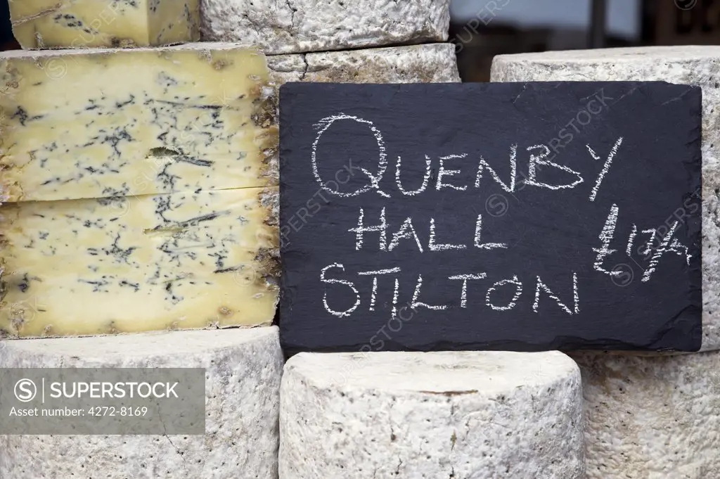 Traditional cheese for sale in Borough Market. Records of the market go back as far as AD1014, and it has been trading from its present site since 1756 making it the oldest wholesale fruit and vegetable market in London.