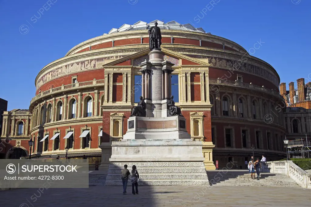 The statue of Prince Albert standing outside the Albert Hall, one of London's premier concert venues.