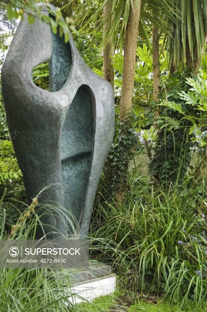 Sculpture by 20th Century British sculptress, Dame Barbara Hepworth, on display at the Barbara Hepworth Museum in St Ives, Cornwall, England