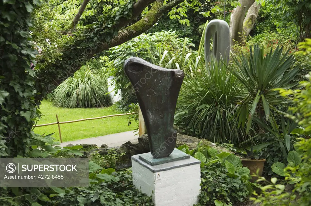 Sculpture by 20th Century British sculptress, Dame Barbara Hepworth, on display at the Barbara Hepworth Museum in St Ives, Cornwall, England