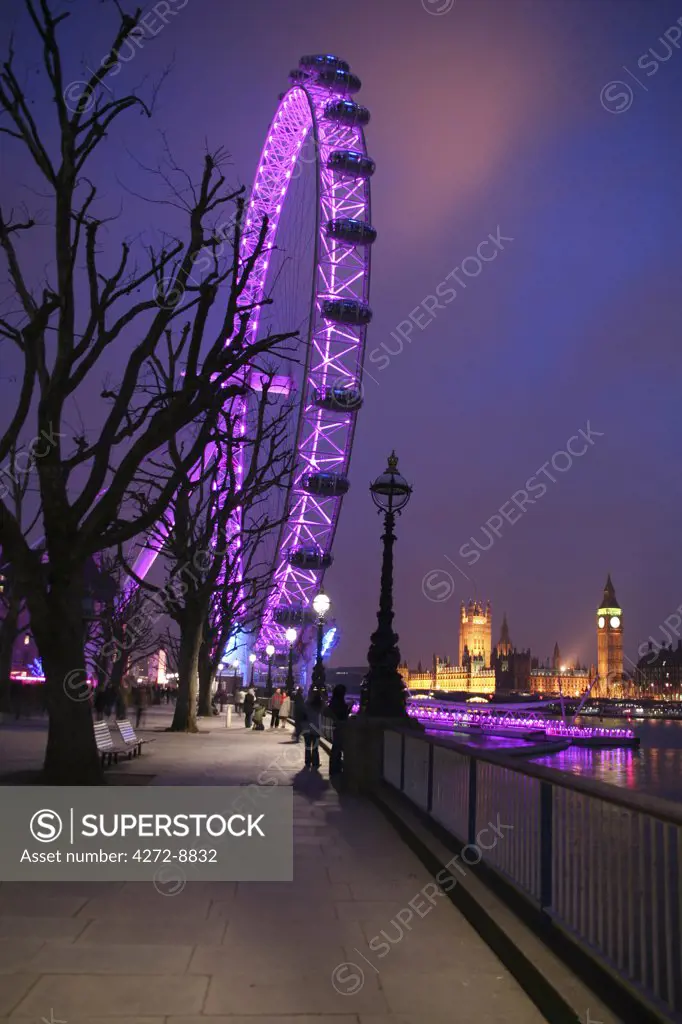 England, London. The London Eye also known as the Millennium Wheel.