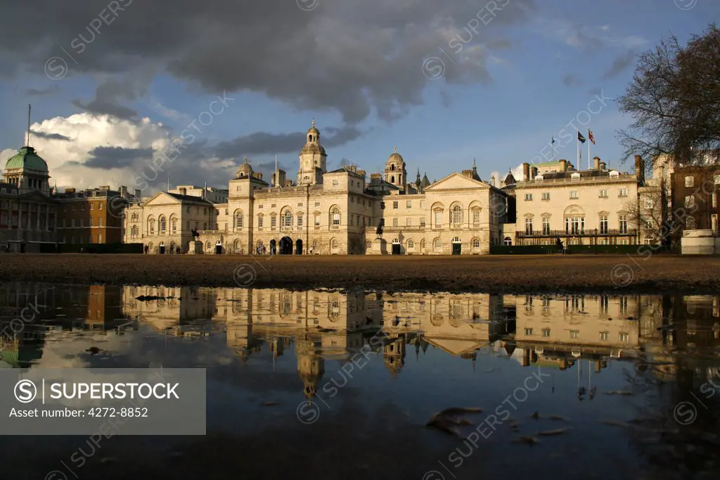 England, London, Westminster. Horse Guards after a rainfall.
