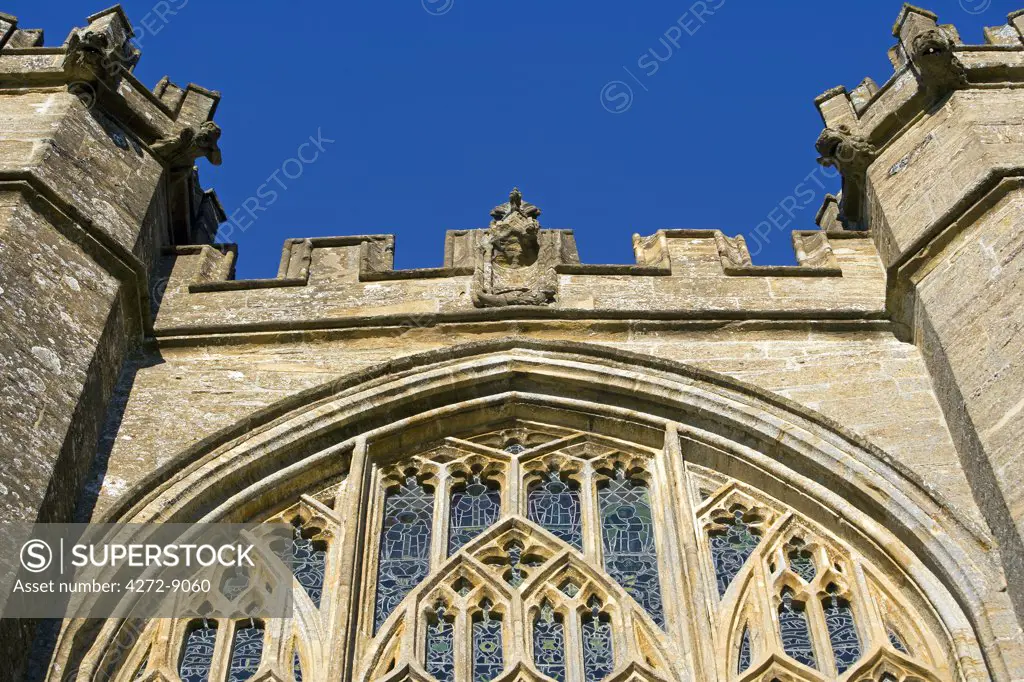 England, Somerset, Crewkerne. St Bartholomew's Parish Church stands on higher ground west of the town centre. It is the focal point of the rural prospect of the western side of the town - a superb example of the Perpendicular style with many unusual and individual features.