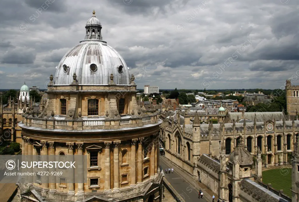 UK; England; Oxford. The Radcliffe Camera in Oxford seen from the tower of St. Mary the Virgin.