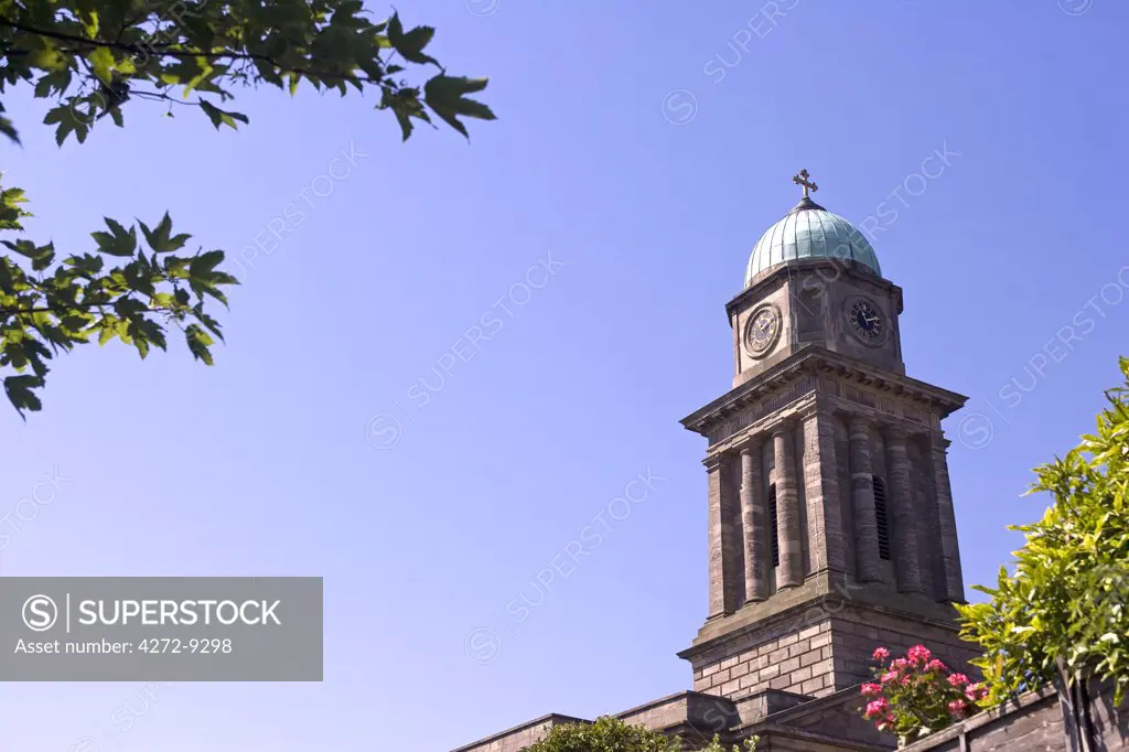 England, Shropshire, Bridgnorth.   The tower of St Mary's Church in Bridgnorth located on the banks of the River Severn designed by the engineer Thomas Telford in  1792 which gives it is particular uniform design