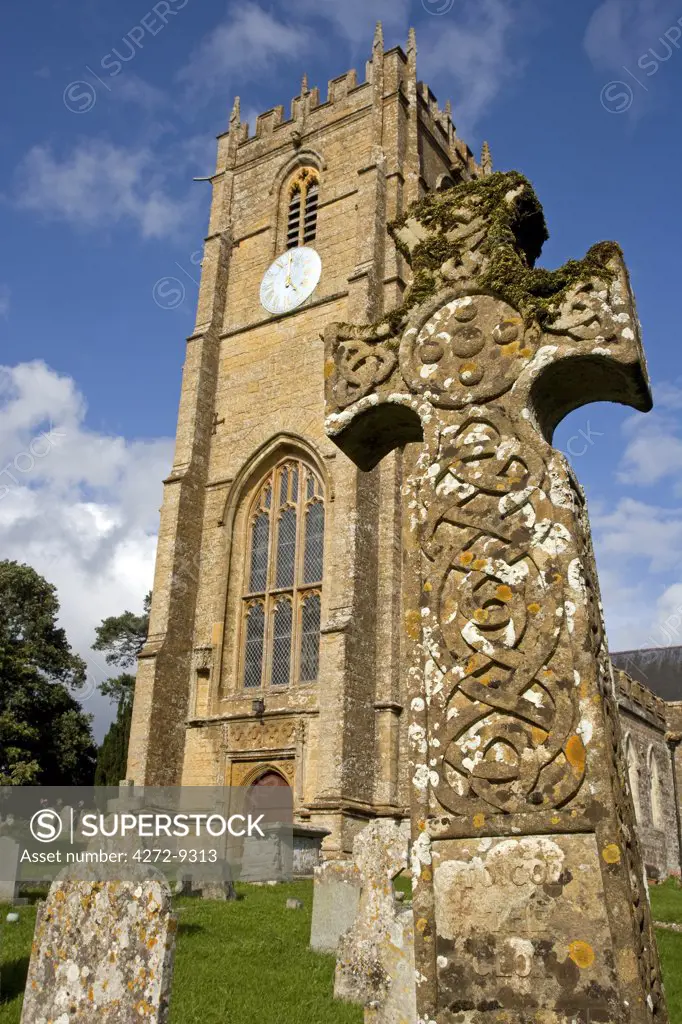 England, Somerset, Hinton St George.   The Church of St George includes 13th-century work by masons of Wells Cathedral and a typical Somerset perpendicular style tower.