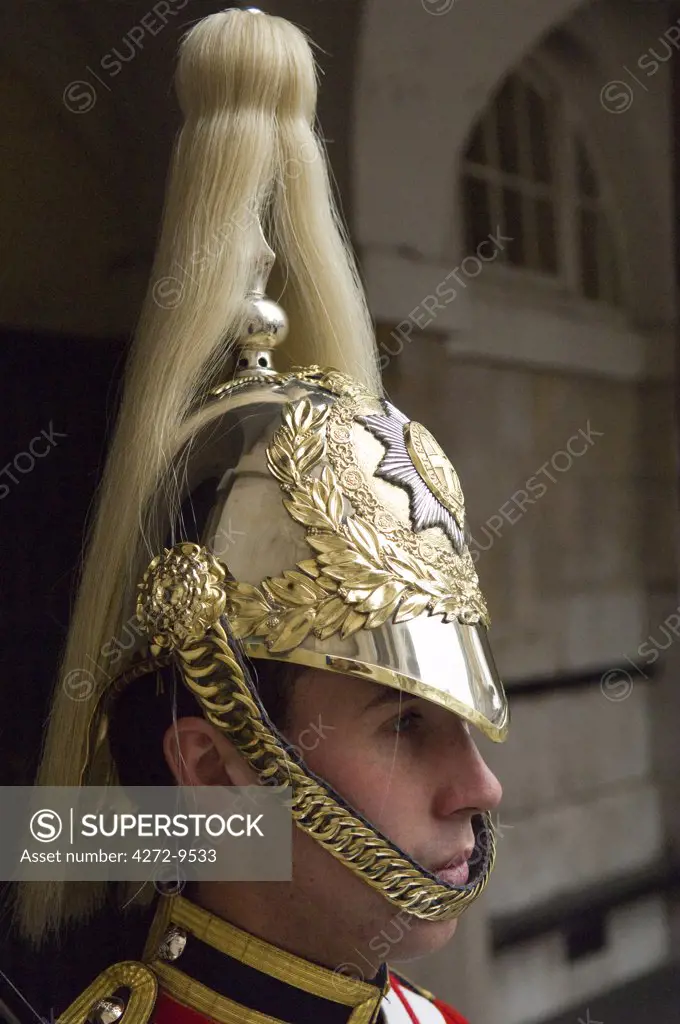 England, London. A Guardsman in the Household Cavalry.