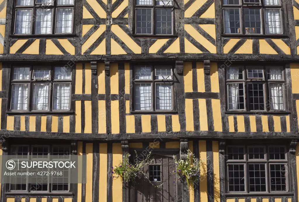 England, Shropshire, Ludlow.  An ancient half-timbered house in the market town of Ludlow.