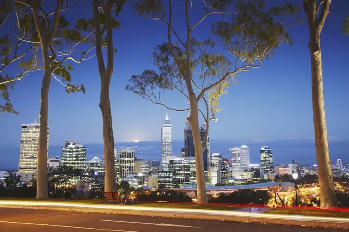 View of city skyline from King's Park, Perth, Western Australia, Australia