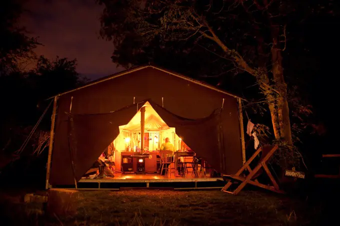 Bedfordshire, England. A summer summer evening whilst glamping.