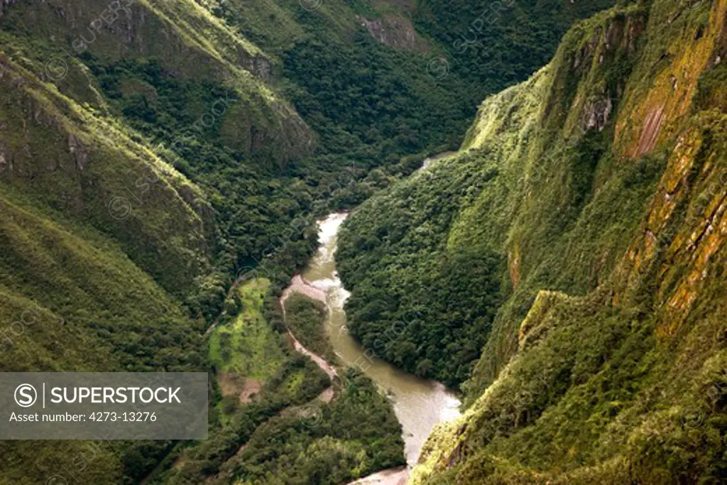 River At Machu Picchu, The Lost City Of The Incas In Peru