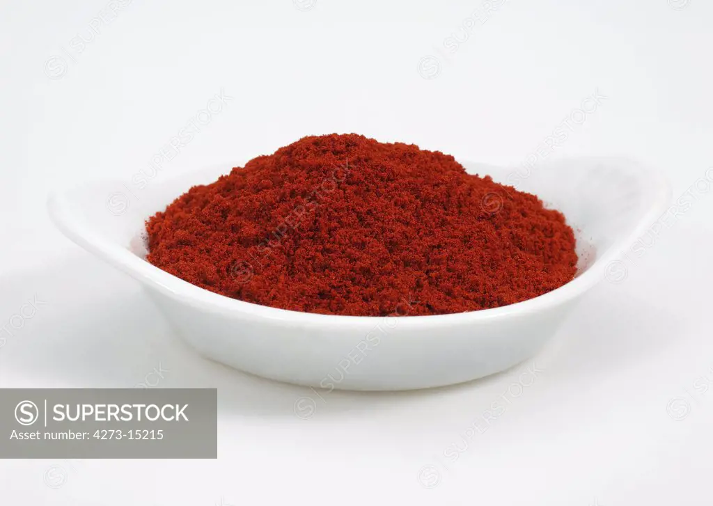 Paprika Powder, capsicum annuum, Spice against White Background