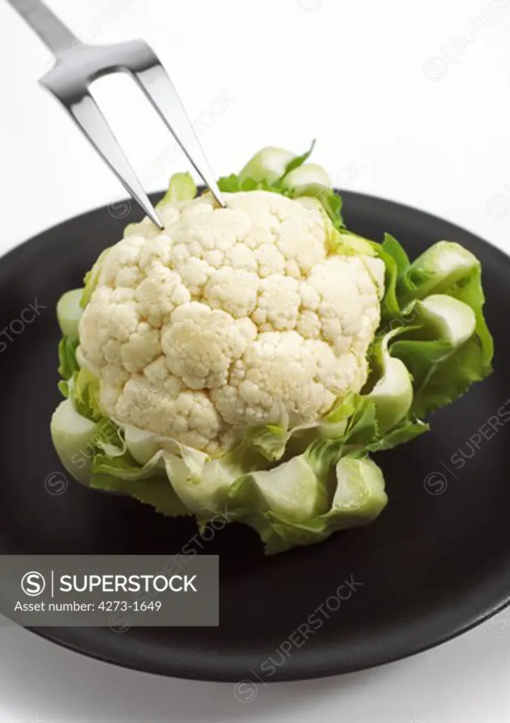 Miniature Cauliflower Against White Background
