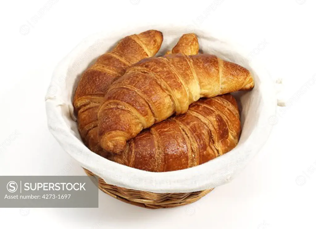 Backet With Croissants Against White Background