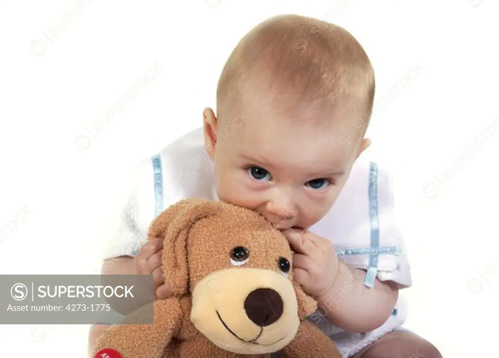 Baby, Boy Playing With A Soft Toy