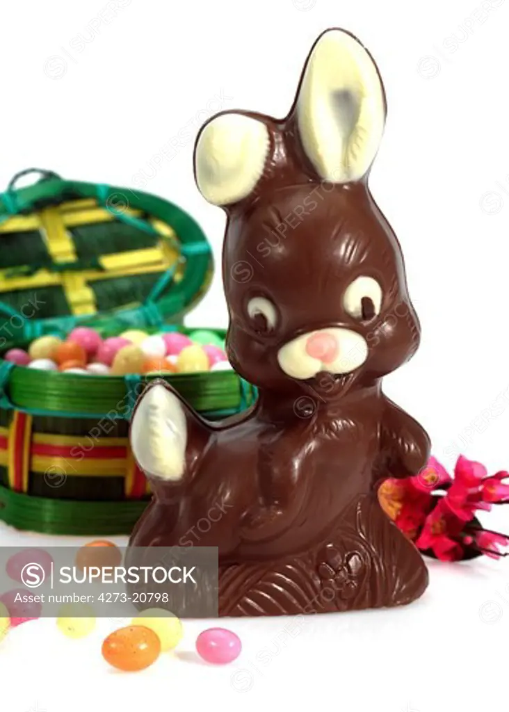 Chocolate for Easter against White Background