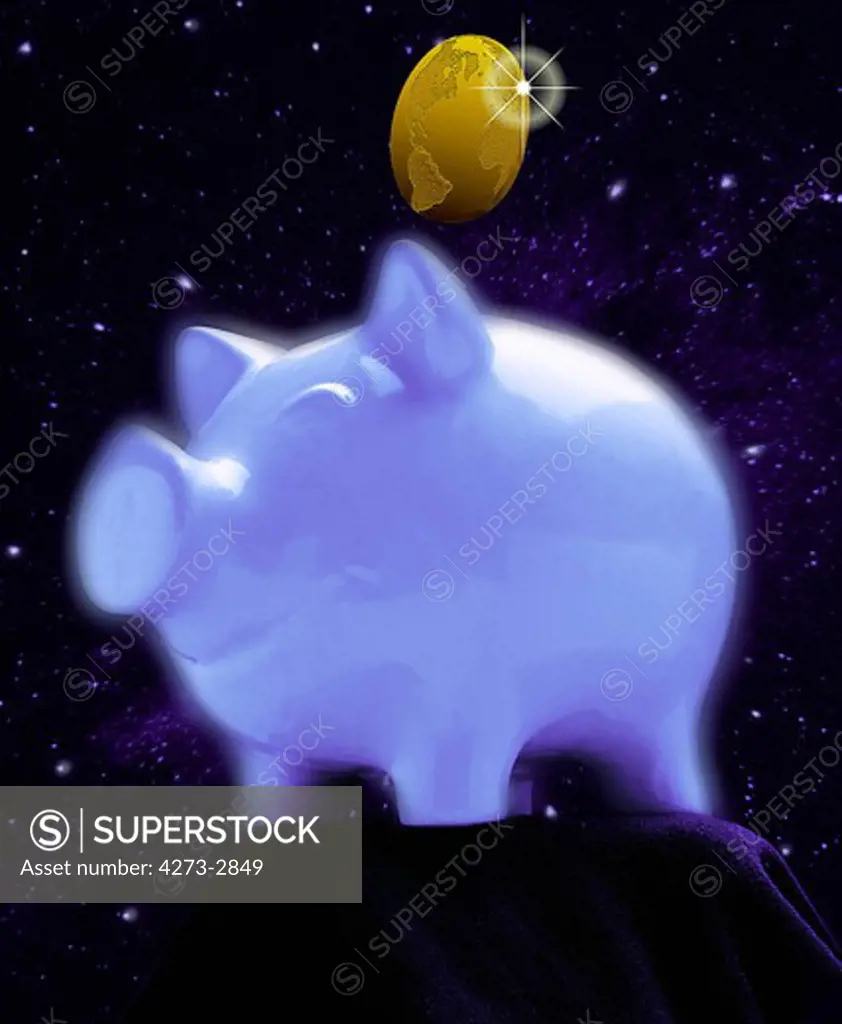 Pig Money Box With The Earth