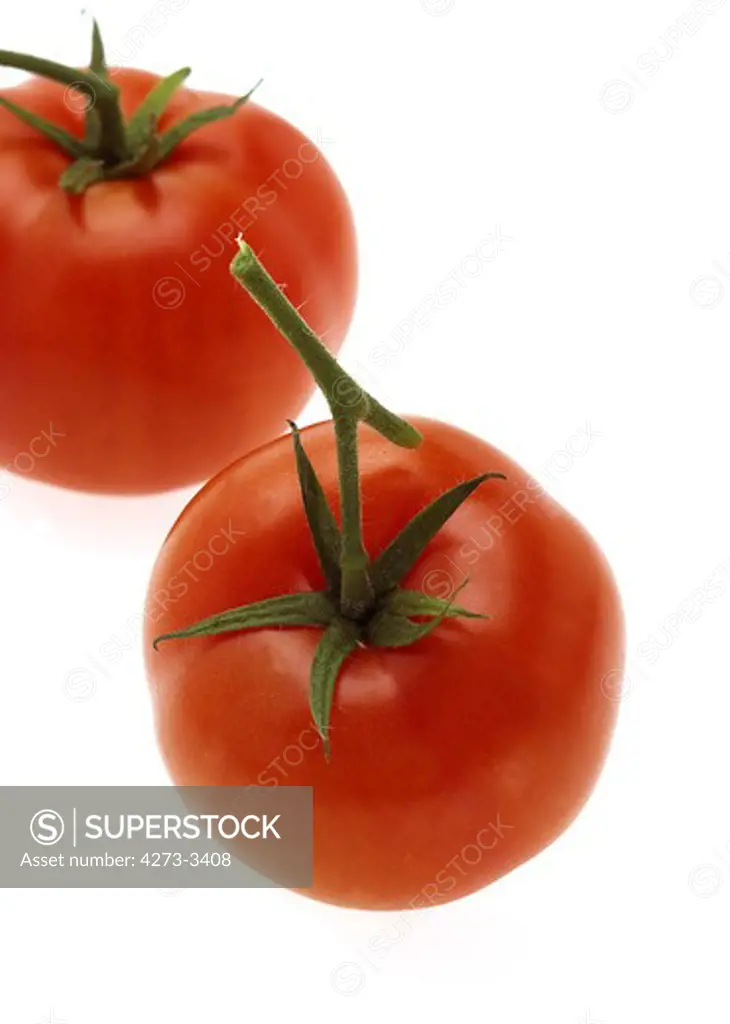 Red Tomatoes Against White Background