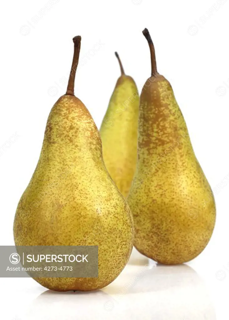 Conference Pear, Pyrus Communis, Fruits Against White Background